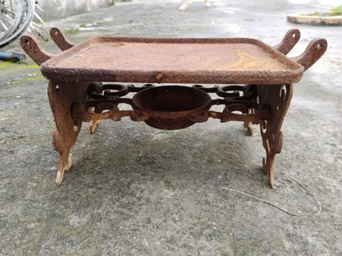 Chapa em ferro fundido churrasqueira decoração restauração enfeite uso fondue antiguidade