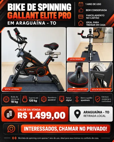 Bicicleta Spinning Gallant Elite Pro - 18 kg - Apenas 1 ano de uso