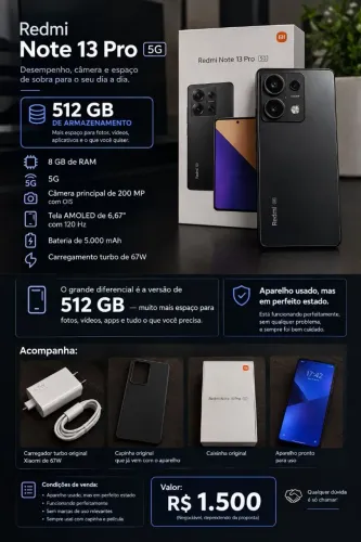 Vendo celular redmi 13 pro 5g NFC 512GB