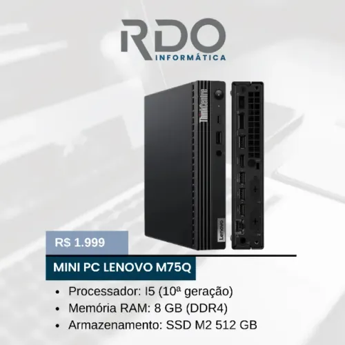 Mini PC Lenovo ThinkCentre M75q i5 10ª Geração 8GB 512GB SSD - Computador potente!