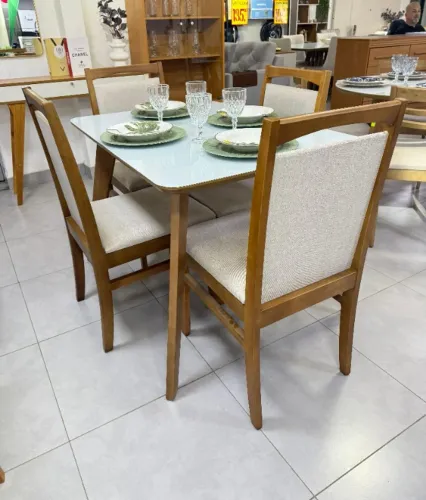 MESA DE JANTAR IRACI RETANGULAR COM 4 CADEIRAS PAULIANA 114x80cm - ENTREGA EM 24H