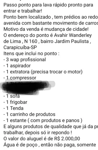 Passo ponto lava rápido