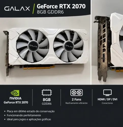 Placa de Vídeo GALAX GeForce RTX 2070 8GB GDDR6 - Dual Fan Branca