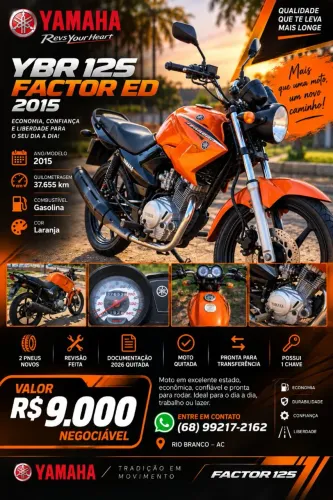 YAMAHA FACTOR YBR 125 ED 2015 | 37.655 KM | QUITADA | R$ 9.000