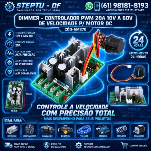 Dimer Controlador Pwm 20a 10v A 60v De Velocidade P/ Motor Arduino Automação COD-AM370