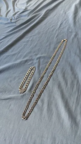 Cordão de prata 925 8MM e pulseira de 10 Mm