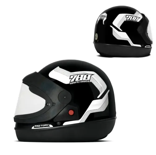 Capacete Fechado Sport Branco Pro Tork Evolution com Botão de Abertura Rápida - Tamanho 60