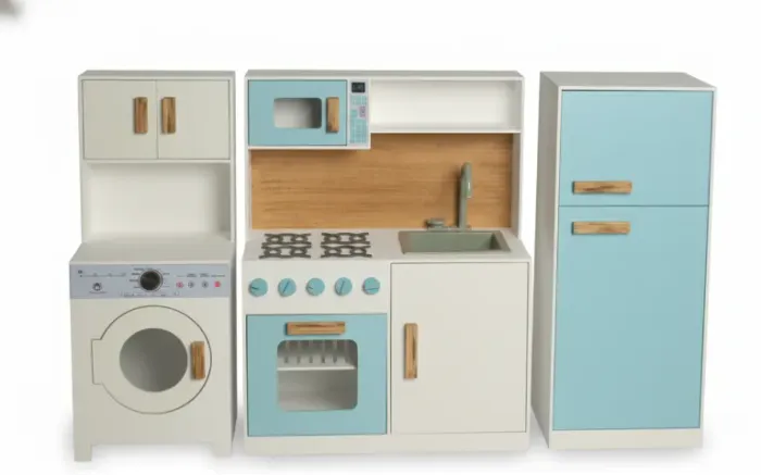 Cozinha Infantil Completa em Madeira - Estilo Moderno (3 Módulos)