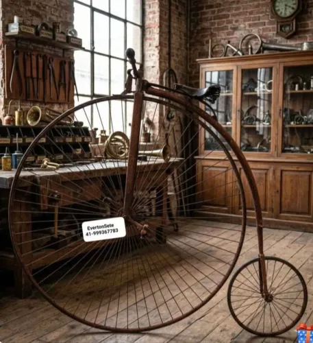 Bicicleta antiga Penny Farthing Roda Alta 