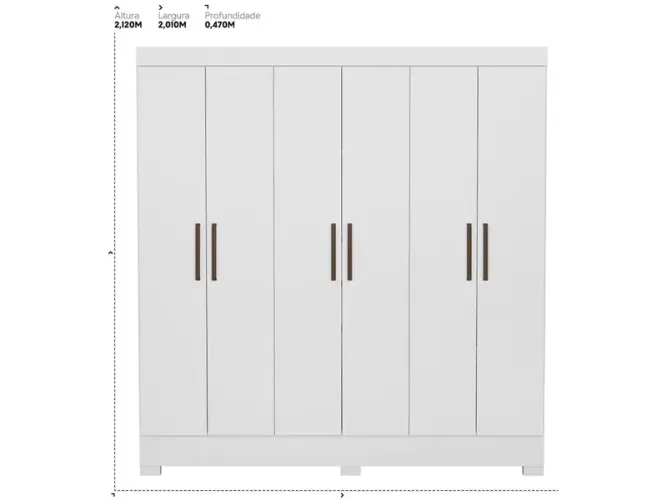 Guarda-roupa Casal 6 Portas 3 Gavetas Demóbile Prático