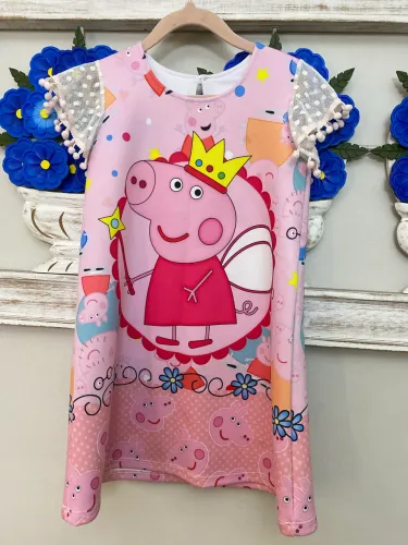 Vestido infantil aniversário tela Peppa pig