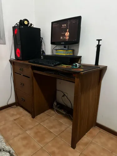 Escrivaninha de Madeira Maciça com Gavetas - Estrutura Impecável (Super Robusta)
