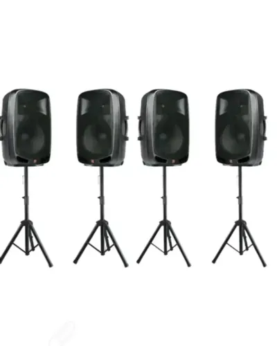 KIT 4 CAIXA ATIVA STANER PS 1501 COR PRETO C/ Tripé