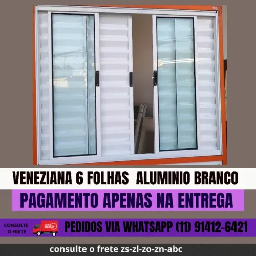 Veneziana 6 folhas aluminio branco 1,00X1,50 cod 28 - frete a/c