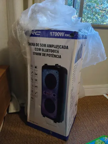 TRC Caixa de Som Amplificadora (1700W de Potência CT 1700) + microfone + controle + nota
