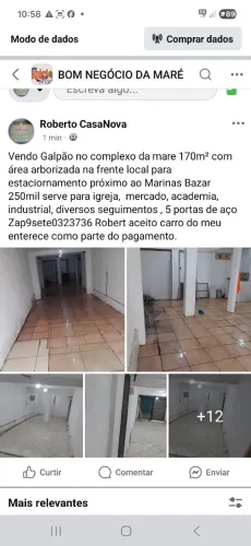 Vendo galpão 170m² dividido em 3 lojas  . Salsa e merengue no complexo da Maré  Marinas bz
