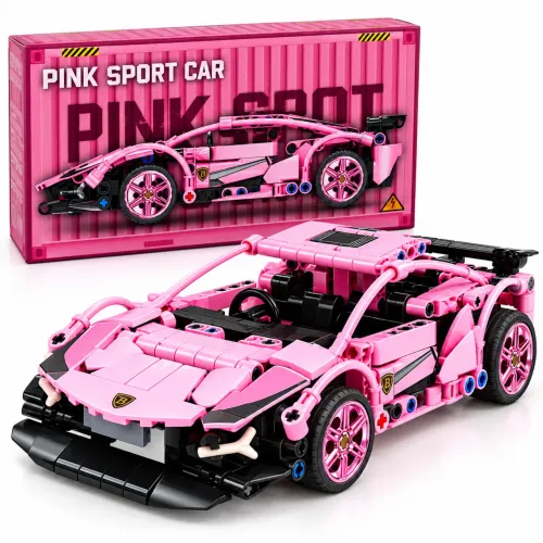 Carro Esportivo Rosa Blocos De Montar 367 Peças Com Caixa