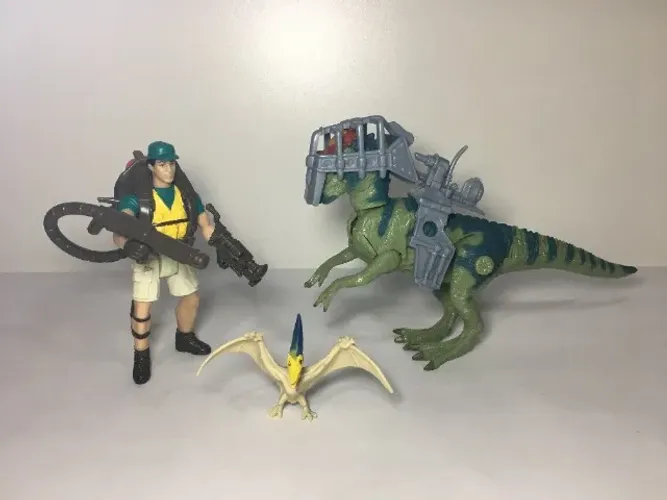 Boneco Nick Van Owen e Dinossauro Pachycephalosaurus - O Mundo Perdido: Jurassic Park 90's