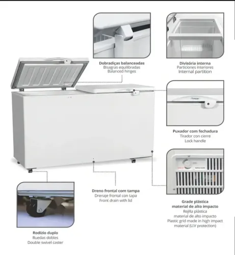 Freezer Horizontal Fricon 2 Portas Dupla Ação 411L HCED 411 C - 127V