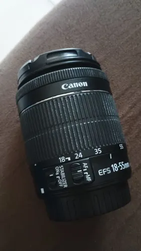 Lente Canon 18/55m STM com suas tampas