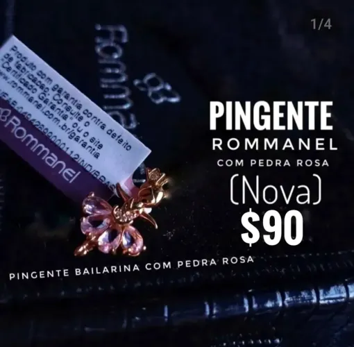 Pingente Rommanel bailarina com pedra rosa 