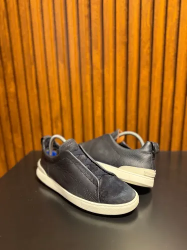 Tênis Zegna Triple Stitch Azul Navy