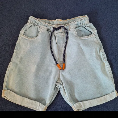 Bermuda Moletom Jeans Menino - Tam 8 anos