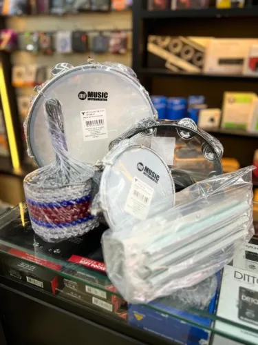 Kit carnaval (afuxe, recoreco, pandeiro pandeiro meia lua e tamborim) - PHX