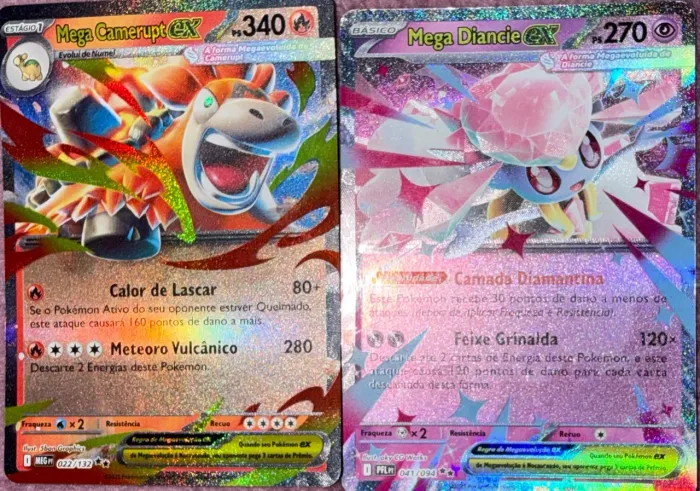Cartas Pokémon mega ex camerupt/ diancie originais 