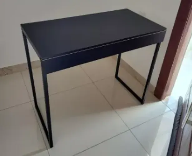 Mesa Escrivaninha MDF Preta Industrial 90 CM Moderna Home Office Quarto Estudo Computador