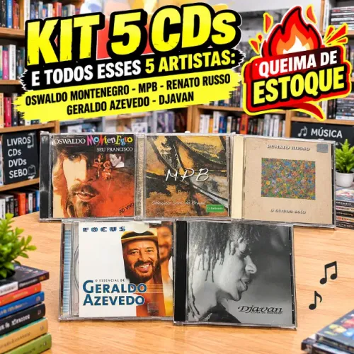 Kit 5 CDs - Oswaldo Montenegro, MPB/O Boticário, Renato Russo, Geraldo Azevedo e Djavan - 