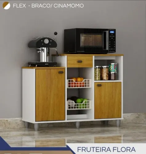Fruteira Flora Cor Branco Acetinado Cinamomo CHF Móveis!