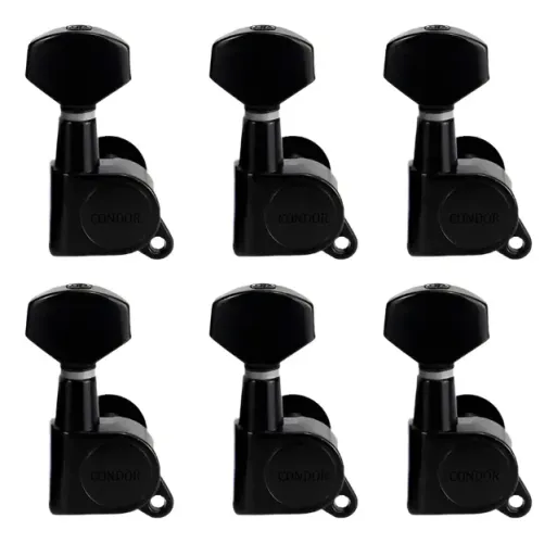 Tarraxas Blindadas Condor 6 Em Linha Guitarra Pretas 6r