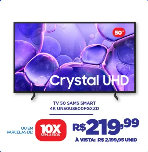 TV Samsung Crystal UHD 50" UN50U8600FGXZD - 1 mês de uso, display quebrado, para peças