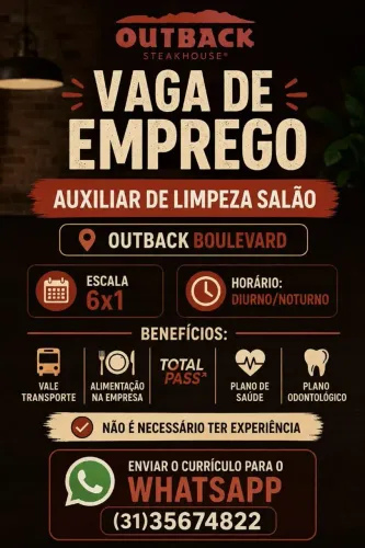 VAGA AUXILIAR DE LIMPEZA SALAO6