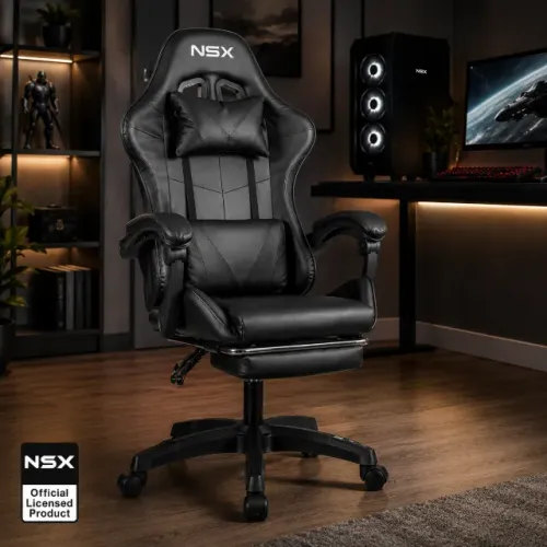 Loja da Fábrica - Cadeira Gamer - Preta - Couro Sintético - NSX