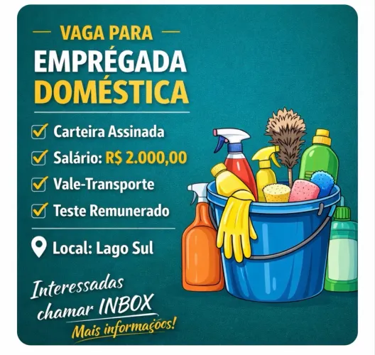 VAGA PARA FUNCIONÁRIA DOMÉSTICA 