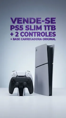 PS5 Slim 1TB + 2 controles + BASE Carregadora Original