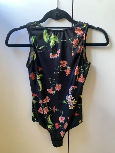 Body DeMillus Preto com Estampa Floral 