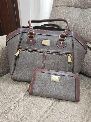 Bolsa de couro e carteira de couro corello