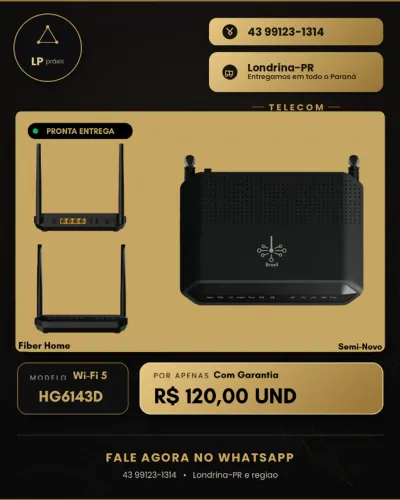 ONU com Wi-Fi 5 (ONT) Fiber Home HG6143D