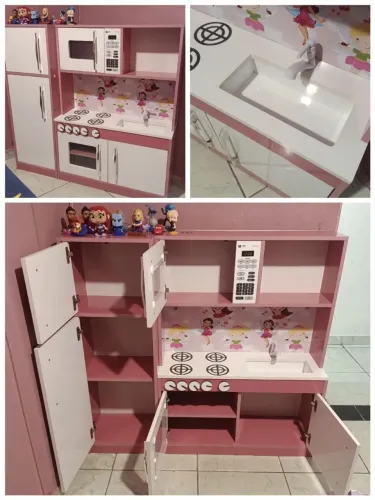Cozinha Infantil Completa com Refrigerador (Cor Rosa)