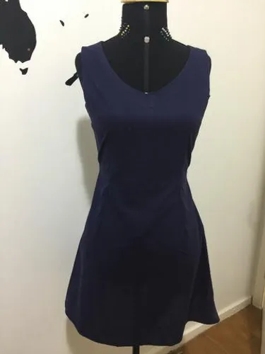 Vestido Azul Marinho de Algodão, curto (logo acima do joelho) - TAM. 36/P