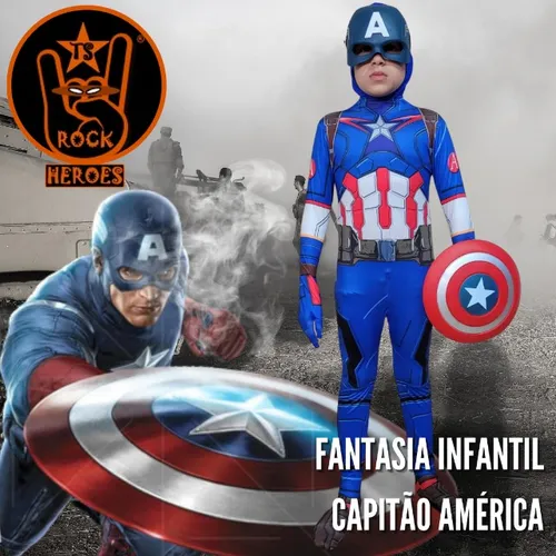Fantasia Capitão América Cosplay Infantil Bodysuit Elastano
