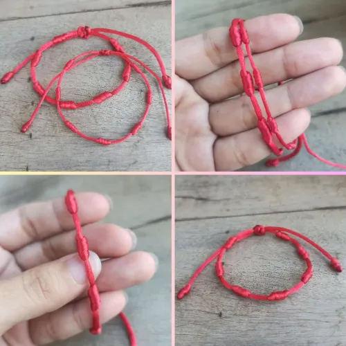 Pulseira vermelha Kabbalah 7 nós (fio 2mm)