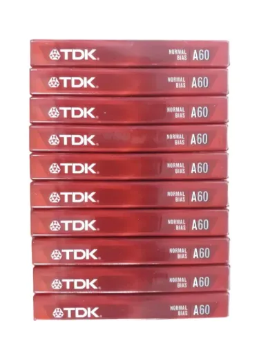 Fita cassete tdk A-60 virgens e lacradas 10 unidades