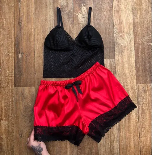 Pijama babydoll cetim 