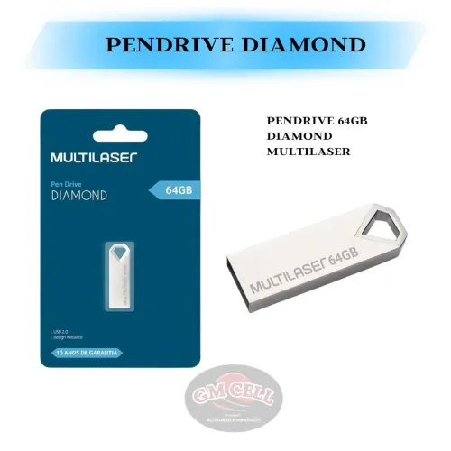Pendrive Multilaser Diamond 64GB - Novo