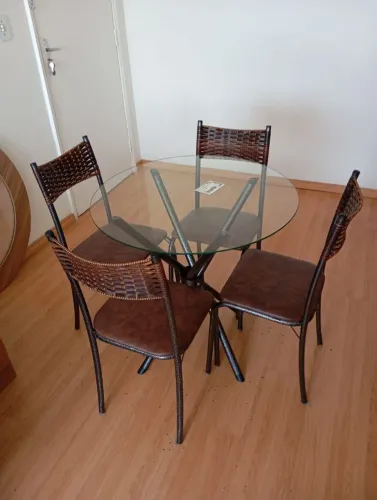 Conjunto de Mesa de Jantar de ferro e vidro - Teixeira COM MONTAGEM E ENTREGA GRÁTIS 