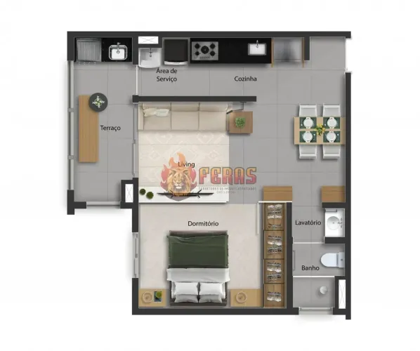 Studio Residencial à Venda - 46m² de 1 Dormitório no Condomínio VALE VERDE - PLANETA, Soro